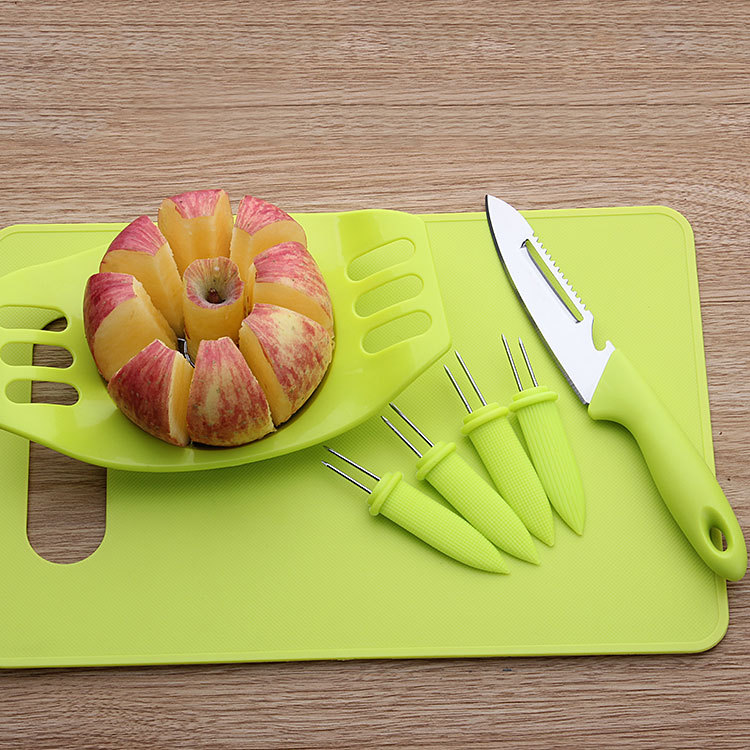 Stainless Steel Apple Cutter Multi-Functional Fruit Knife Peeler Combination Gift Knife Set Fruit Fork Cutting Board