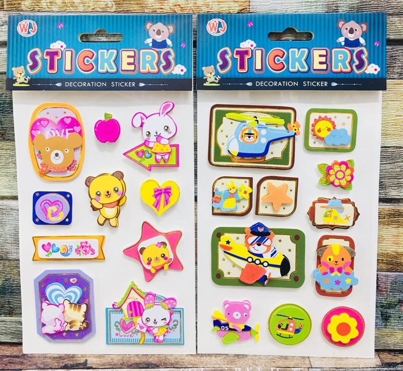 New Three-Dimensional Small Cartoon Layers Gold Powder Sticker Three-Dimensional Decoration Small Stickers