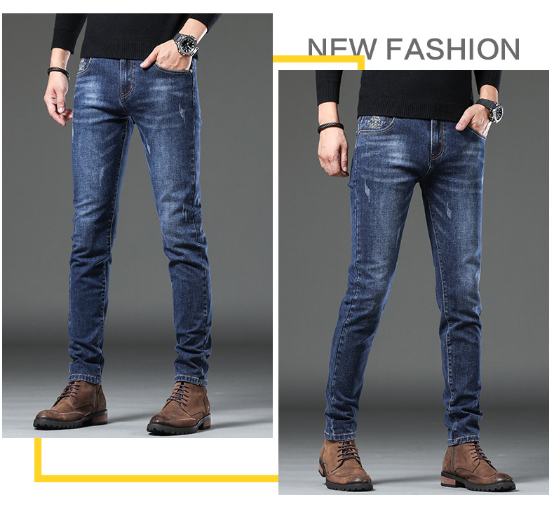 Men's Jeans 2021 New Autumn Micro Elastic Mid Waist Pencil Pants Teenagers Men's Casual Trousers Wholesale Men's Jeans 2021 New Autumn Micro Elastic Mid Waist Pencil Pants Teenagers Men's Casual Trousers Wholesale