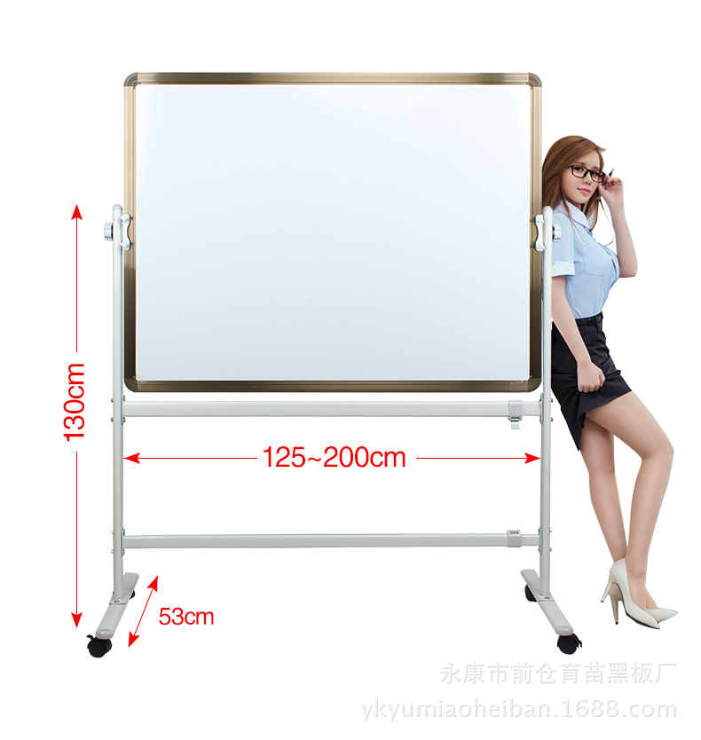 Factory Mobile Flip Bracket Large Whiteboard Double-Sided Magnetic Green Board Office Teaching Home Conference Writing Whiteboard
