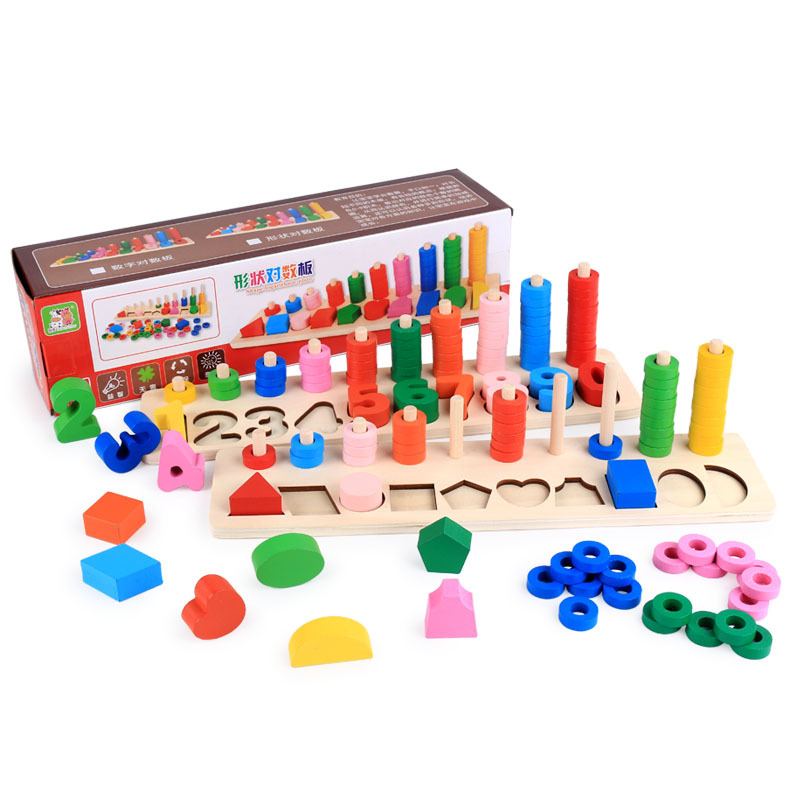 New Wooden Montessori Digital Numbers Board Shape Numbers Board Baby Recognition Digital Educational Teaching Aids Gift