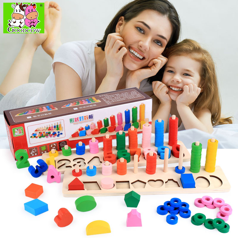New Wooden Montessori Digital Numbers Board Shape Numbers Board Baby Recognition Digital Educational Teaching Aids Gift
