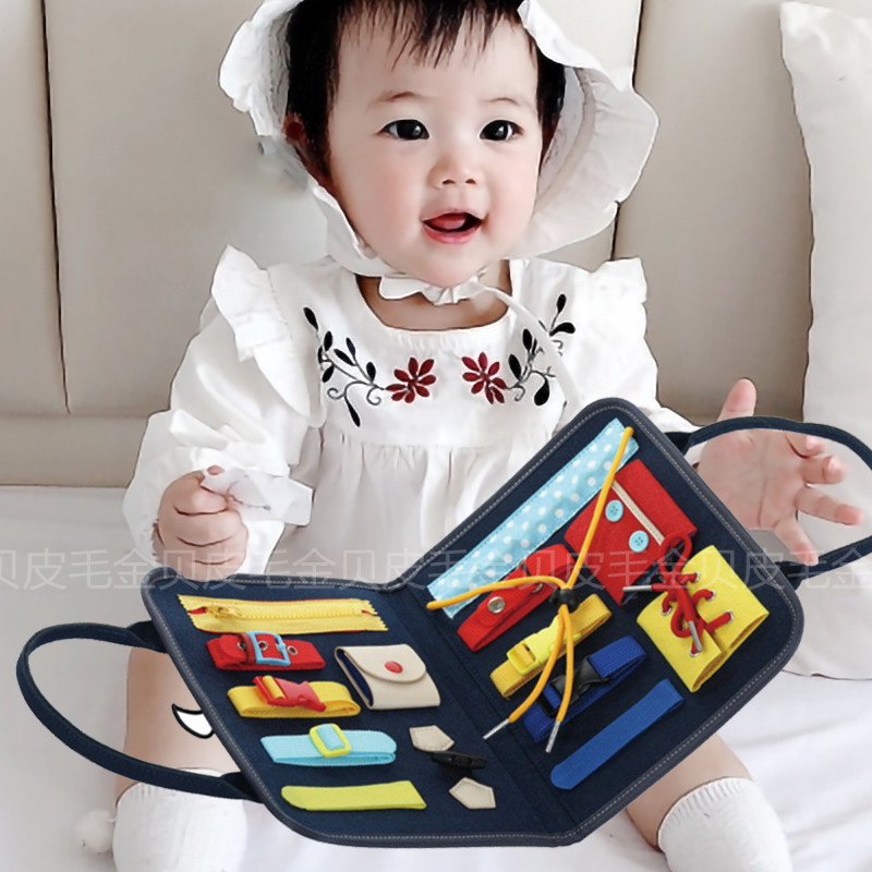 New Montessori Children&#039;s Teaching Aids Dressing Release Buckle Portable Felt Busy Board Learning Board Puzzle Toys for Children and Infants