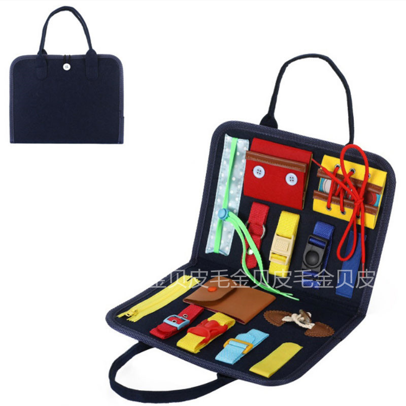 New Montessori Children&#039;s Teaching Aids Dressing Release Buckle Portable Felt Busy Board Learning Board Puzzle Toys for Children and Infants