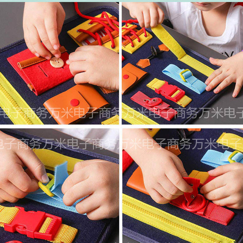 New Montessori Children's Teaching Aids Dressing Release Buckle Portable Felt Busy Board Learning Board Puzzle Toys for Children and Infants New Montessori Children's Teaching Aids Dressing Release Buckle Portable Felt Busy Board Learning Board Puzzle Toys for Children and Infants