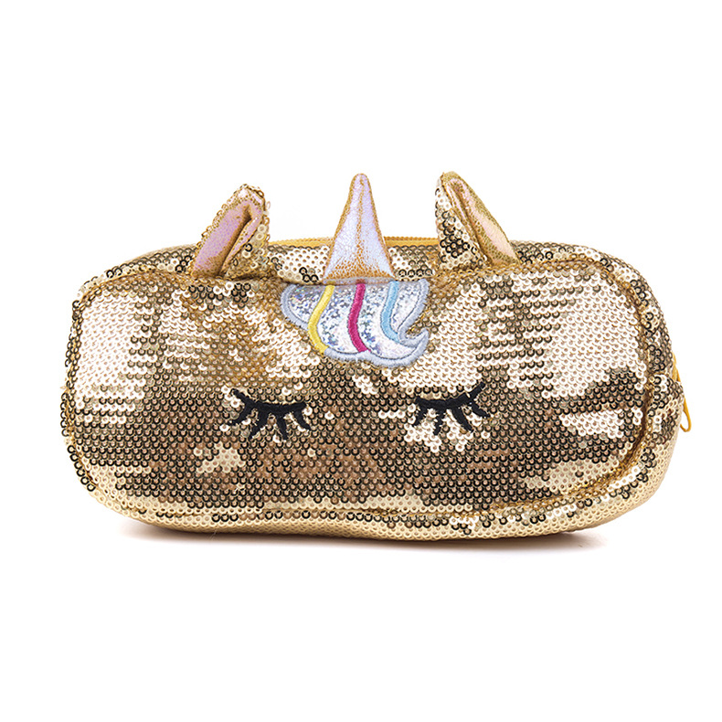 Professional Customized Creative Pencil Case Unicorn Sequins Laser Cute Cartoon Change Purse Female Pencil Case Zipper Handbag