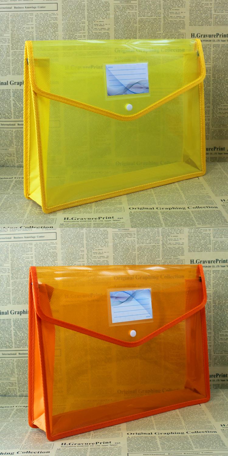 File Bag Large A4 Paper Document Storage Button Bag Student Book Paper Classified Packet Large Capacity Information Bag Transparent