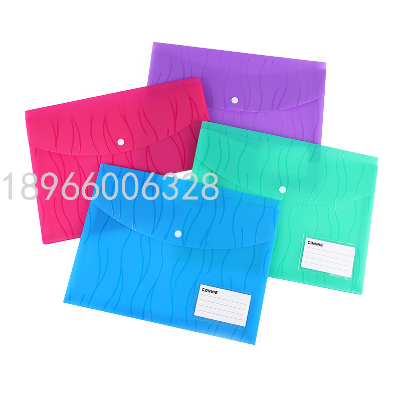 Coney Water Ripple Solid Color File Bag Plastic Snapper File Information Bag E6531