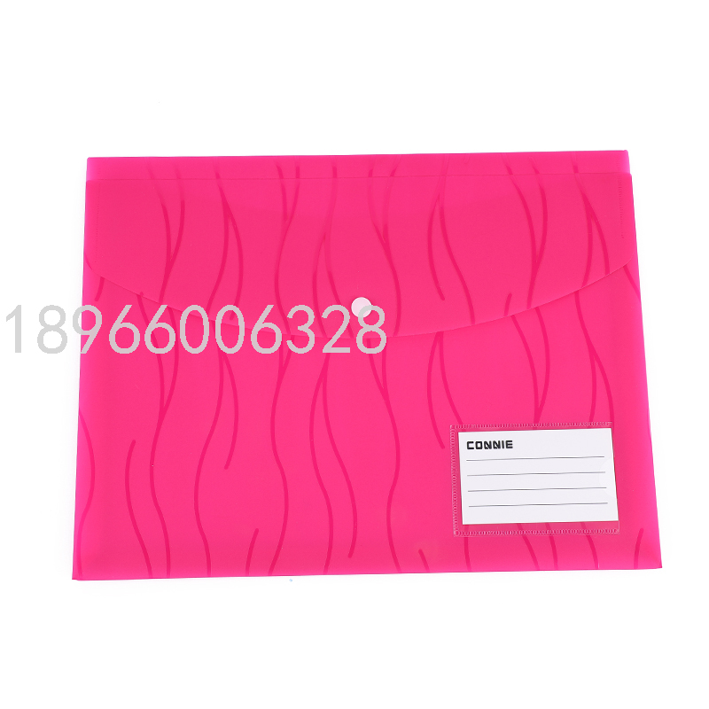 Coney Water Ripple Solid Color File Bag Plastic Snapper File Information Bag E6531