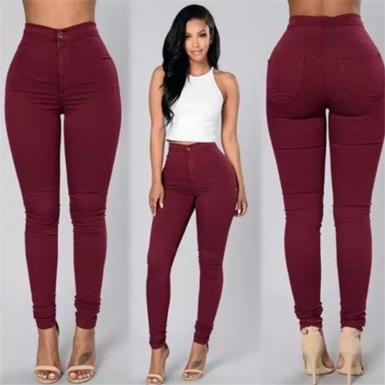 European and American Independent Station New Women&#039;s Solid Color Stretch Candy Color Pencil Slim Skinny Pants