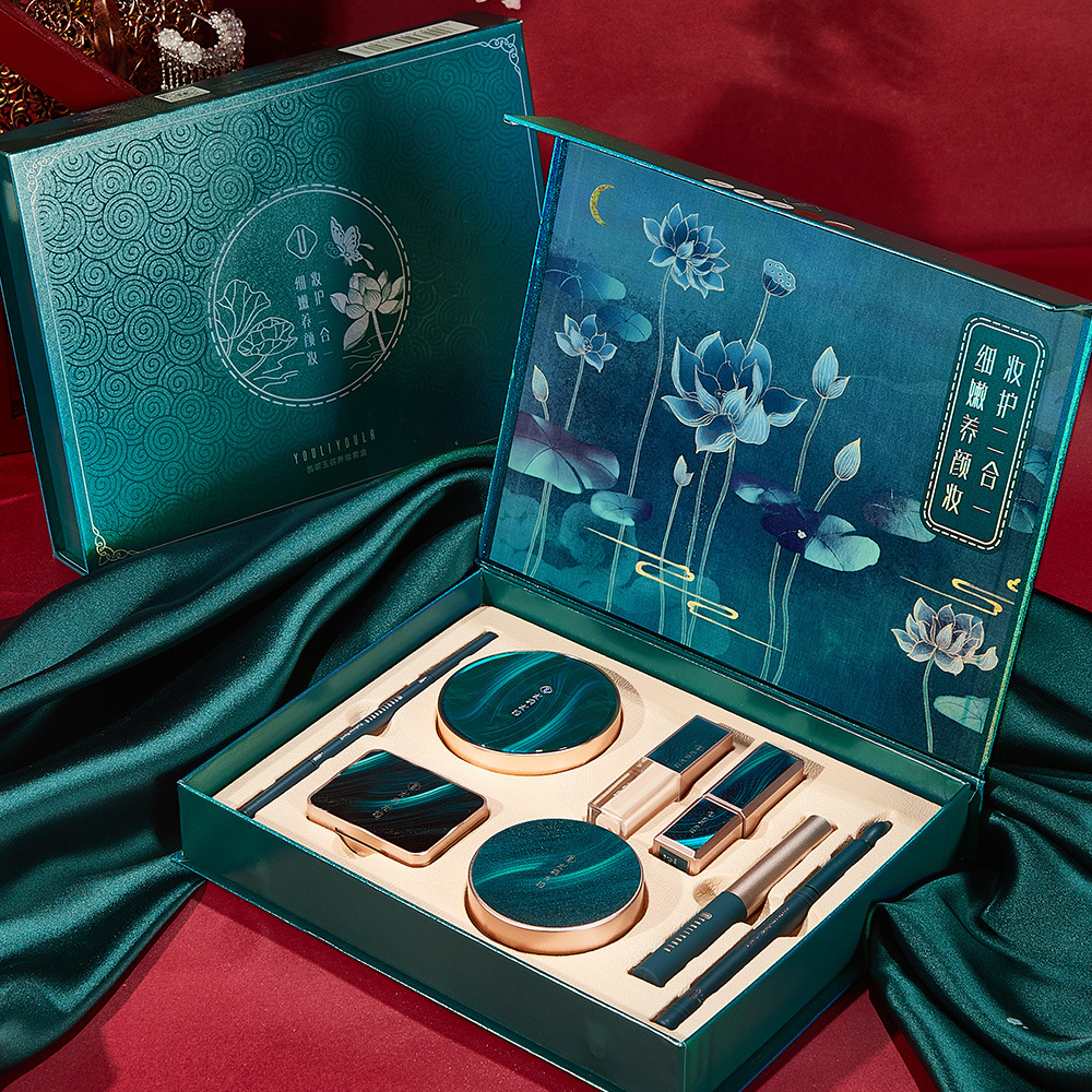 Youli Joola Chinese Style Makeup Set Eight-Piece Set Cushion Eyebrow Pencil Lipstick Makeup Set Gift Box Factory Wholesale