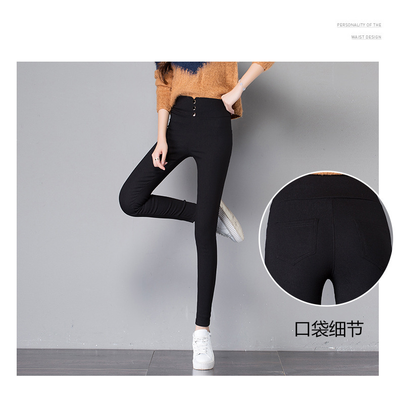 Spring High Waist Outerwear Leggings Stretch Cropped Tights Women's Pencil Pants Summer Slimming Skinny Pants Button Spring High Waist Outerwear Leggings Stretch Cropped Tights Women's Pencil Pants Summer Slimming Skinny Pants Button