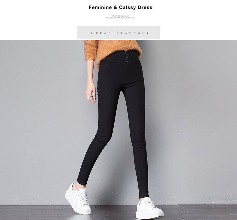 Spring High Waist Outerwear Leggings Stretch Cropped Tights Women's Pencil Pants Summer Slimming Skinny Pants Button Spring High Waist Outerwear Leggings Stretch Cropped Tights Women's Pencil Pants Summer Slimming Skinny Pants Button