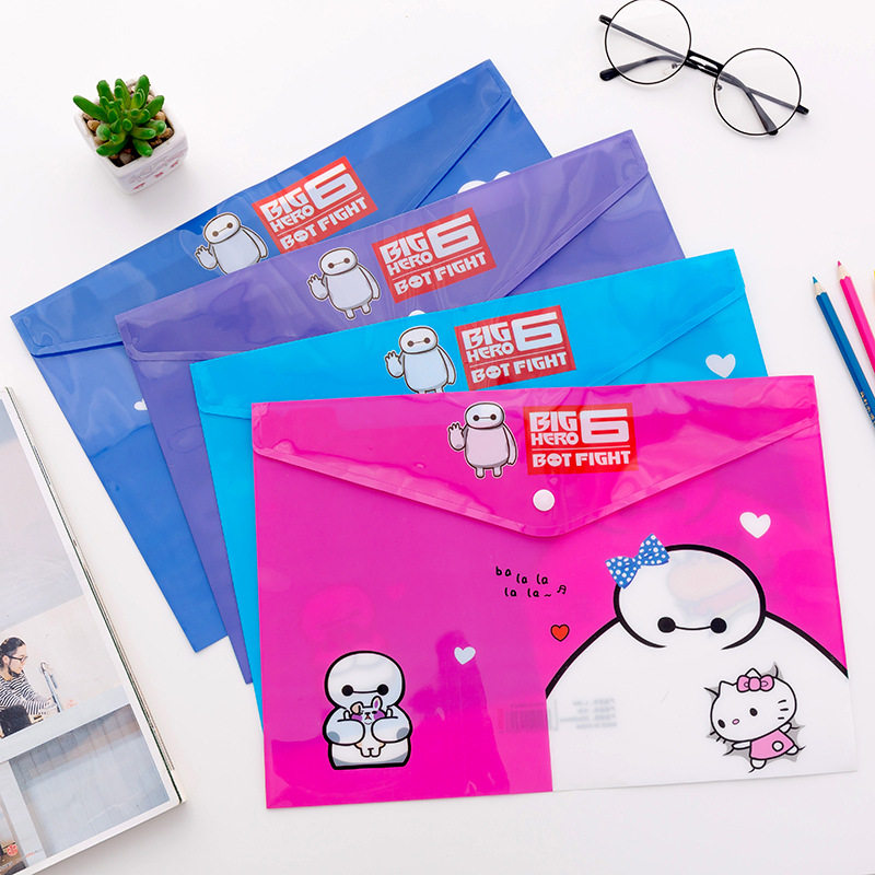 Creative cute cartoon white file bag learning stationery a4 file information collection bag small gifts.