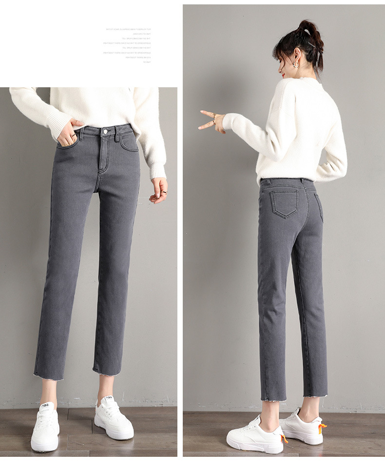 and Winter Jeans Women Fleece Thickened Korean Style New Large Size High Waist Slim Fit Tappered Pencil Pants Black and Winter Jeans Women Fleece Thickened Korean Style New Large Size High Waist Slim Fit Tappered Pencil Pants Black