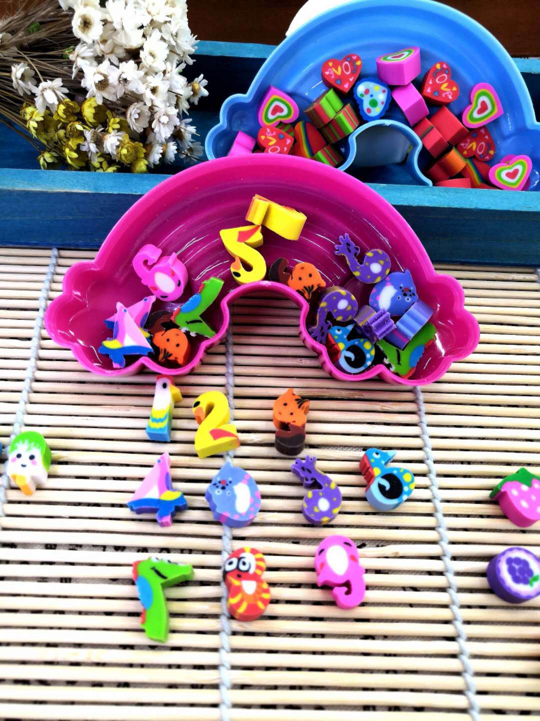 Creative Cute Cartoon Mini Rainbow Boxed Eraser Student School Supplies Eraser Factory Direct Sales
