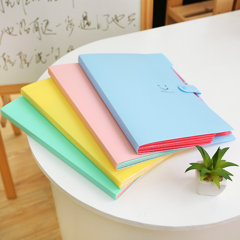 Smiley Face Fresh Korean Candy Color 5 into Folder Pp Information Bag File Holder Wholesale T