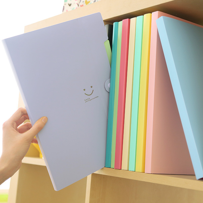 Smiley Face Fresh Korean Candy Color 5 into Folder Pp Information Bag File Holder Wholesale T