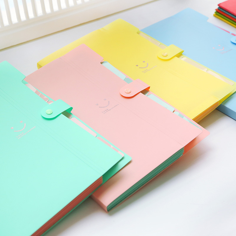 Smiley Face Fresh Korean Candy Color 5 into Folder Pp Information Bag File Holder Wholesale T
