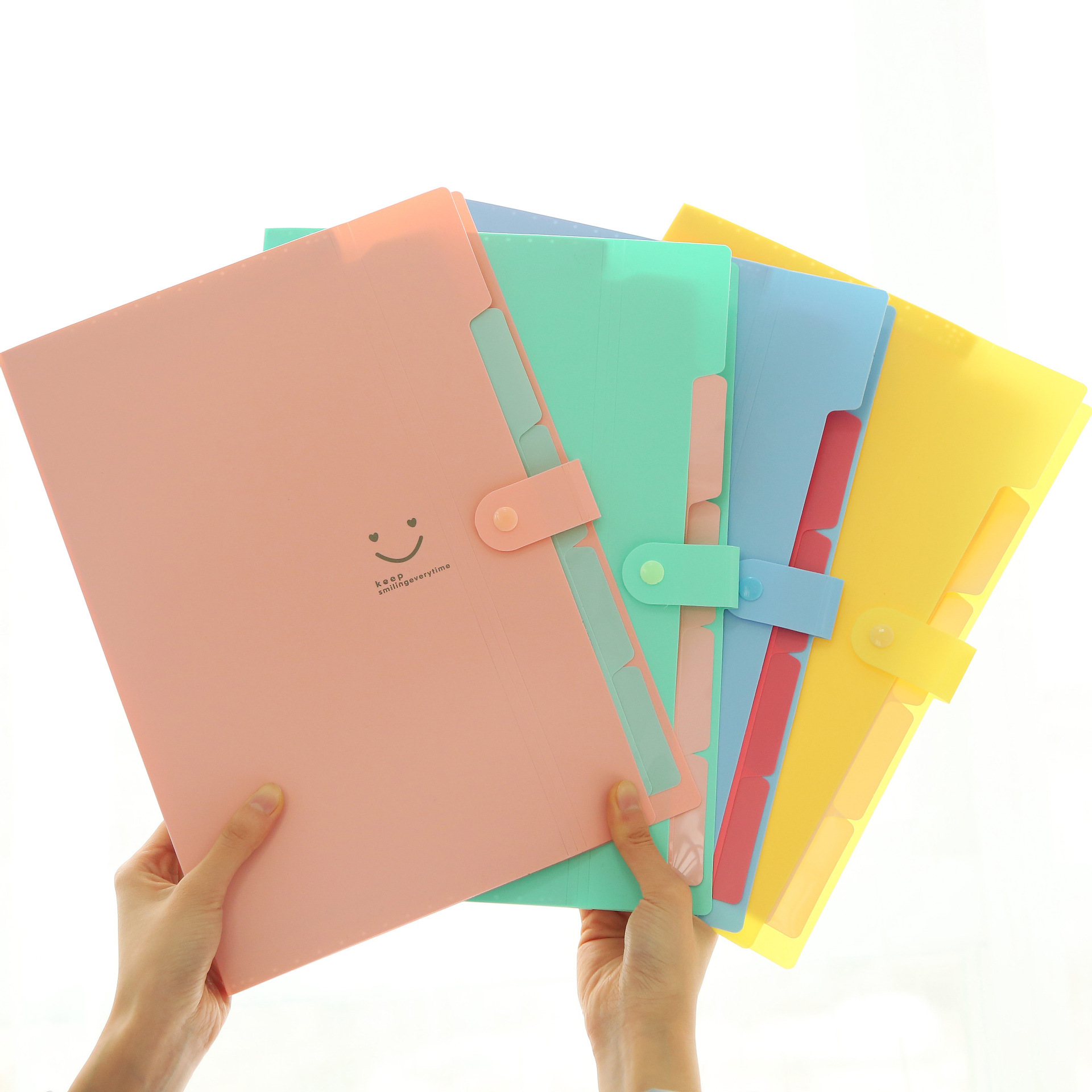 Smiley Face Fresh Korean Candy Color 5 into Folder Pp Information Bag File Holder Wholesale T
