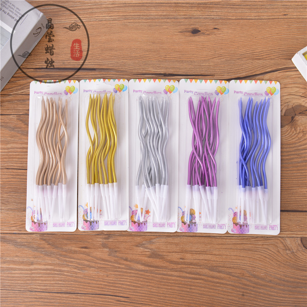 Rainbow Curve Birthday Cake Candle Small Fresh Color Pencil Candle Creative Style Cake Decoration