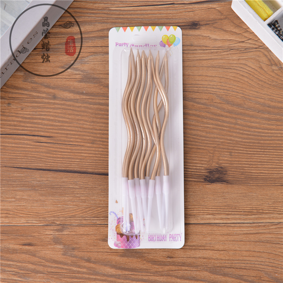 Rainbow Curve Birthday Cake Candle Small Fresh Color Pencil Candle Creative Style Cake Decoration