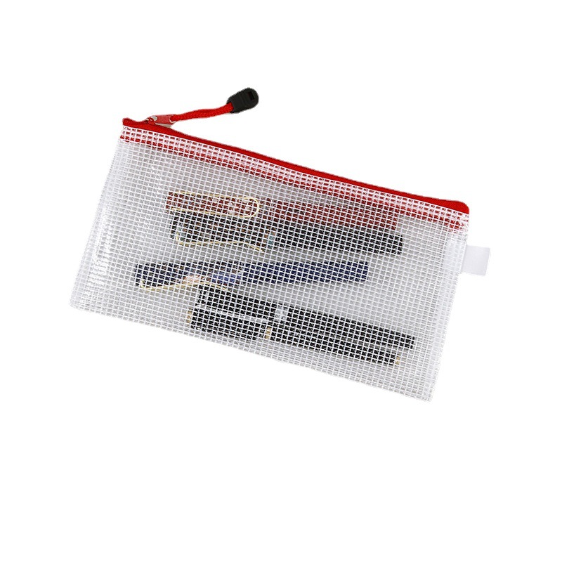 A4 File Bag Student Stationery Pencil Case Mesh Zipper Bag Office Transparent Information Bag Bill Storage Bag