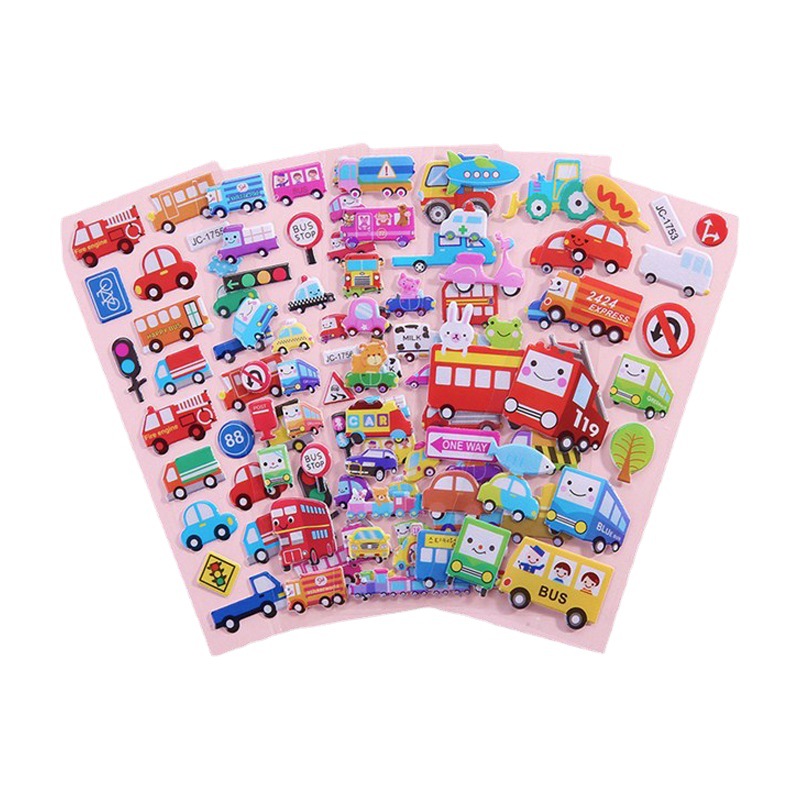 Children&#039;s Cartoon Stickers Three-Dimensional Stickers Early Childhood Education Kindergarten Reward Bubble Sticker Animal Digital Dinosaur