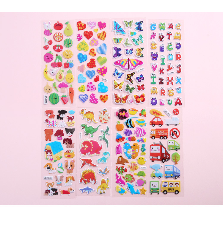Children's Cartoon Stickers Three-Dimensional Stickers Early Childhood Education Kindergarten Reward Bubble Sticker Animal Digital Dinosaur Children's Cartoon Stickers Three-Dimensional Stickers Early Childhood Education Kindergarten Reward Bubble Sticker Animal Digital Dinosaur