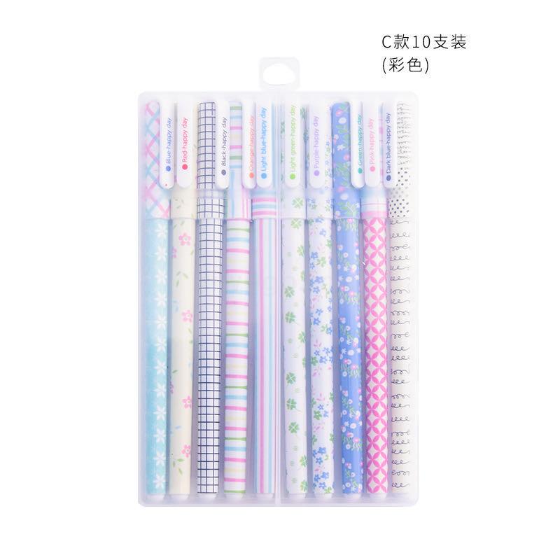 Japanese and Korean Creative Stationery Fresh Floral Gel Pen Color Gel Pen Black Gel Ink Pen 10 Color Set Japanese and Korean Creative Stationery Fresh Floral Gel Pen Color Gel Pen Black Gel Ink Pen 10 Color Set