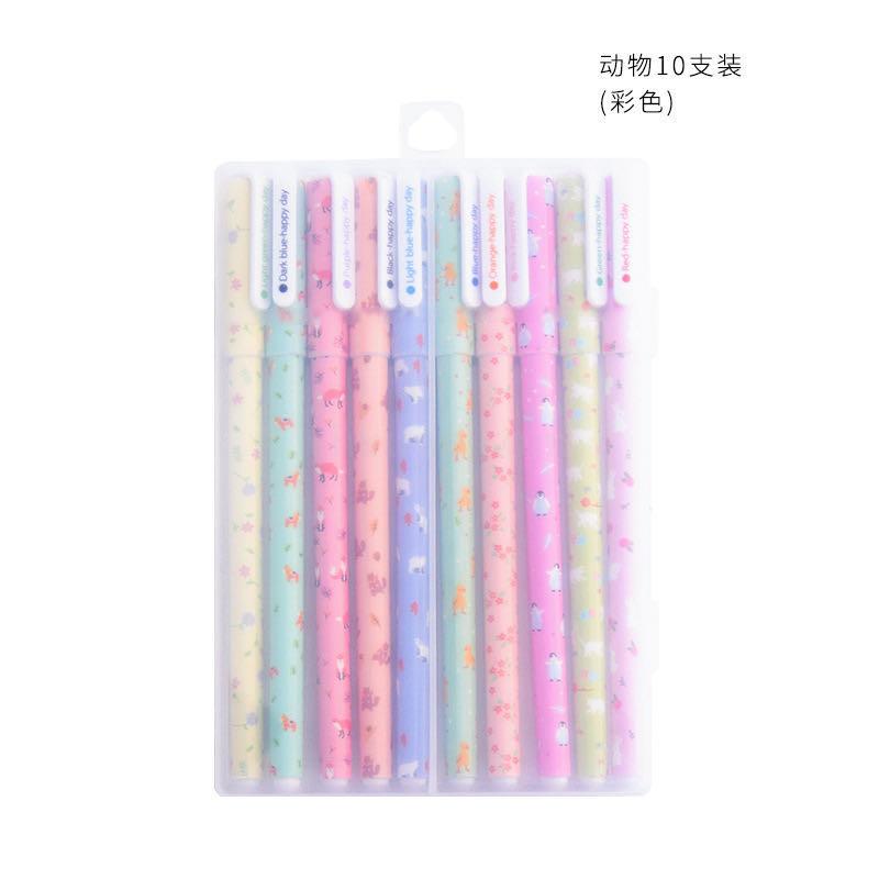 Japanese and Korean Creative Stationery Fresh Floral Gel Pen Color Gel Pen Black Gel Ink Pen 10 Color Set Japanese and Korean Creative Stationery Fresh Floral Gel Pen Color Gel Pen Black Gel Ink Pen 10 Color Set