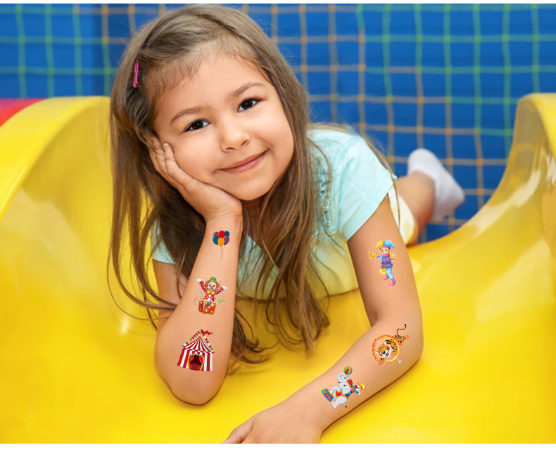 Cross-Border Wholesale Children Cartoon Tattoo Sticker Circus Animal Tattoo Sticker Stickers Waterproof and Durable