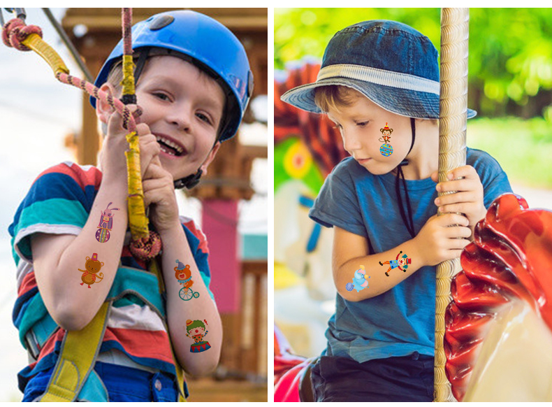 Cross-Border Wholesale Children Cartoon Tattoo Sticker Circus Animal Tattoo Sticker Stickers Waterproof and Durable Cross-Border Wholesale Children Cartoon Tattoo Sticker Circus Animal Tattoo Sticker Stickers Waterproof and Durable