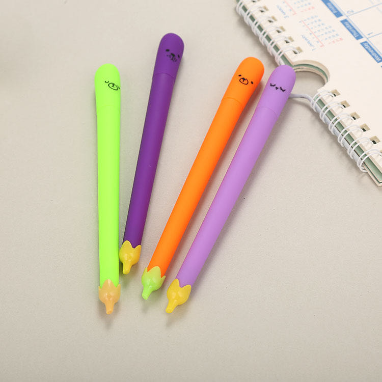 Creative Stationery Simulation Eggplant Gel Pen Cute Cartoon Vegetable Shape Ball Pen Learning Office Signature Pen Wholesale