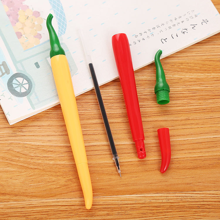 Creative Simulation Pepper Gel Pen Cute Cartoon Learning Stationery Modeling Office Supplies Syringe Water-Based Sign Pen Creative Simulation Pepper Gel Pen Cute Cartoon Learning Stationery Modeling Office Supplies Syringe Water-Based Sign Pen