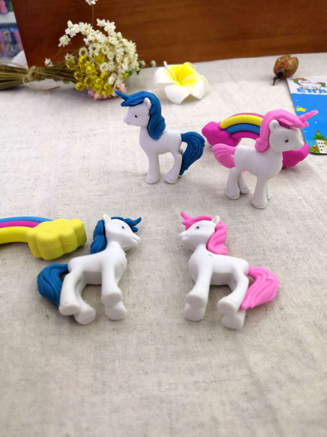 Creative Cute Cartoon Unicorn Card Eraser Student School Supplies Eraser Factory Direct Sales