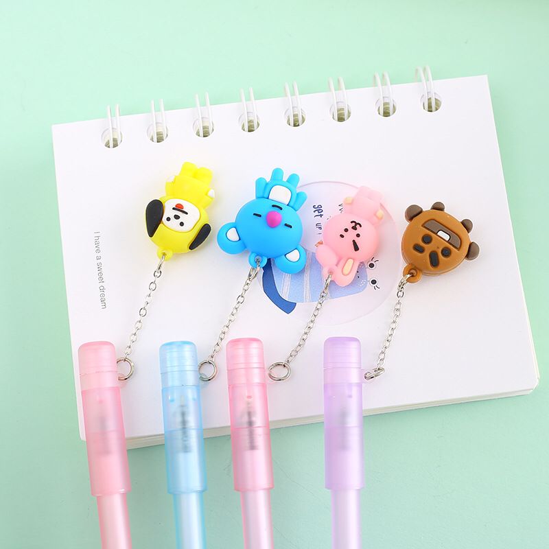 Creative New Cute Animal Pendant Transparent Color Rod Gel Pen Girl Heart Pendant Water-Based Paint Pen Student Pen