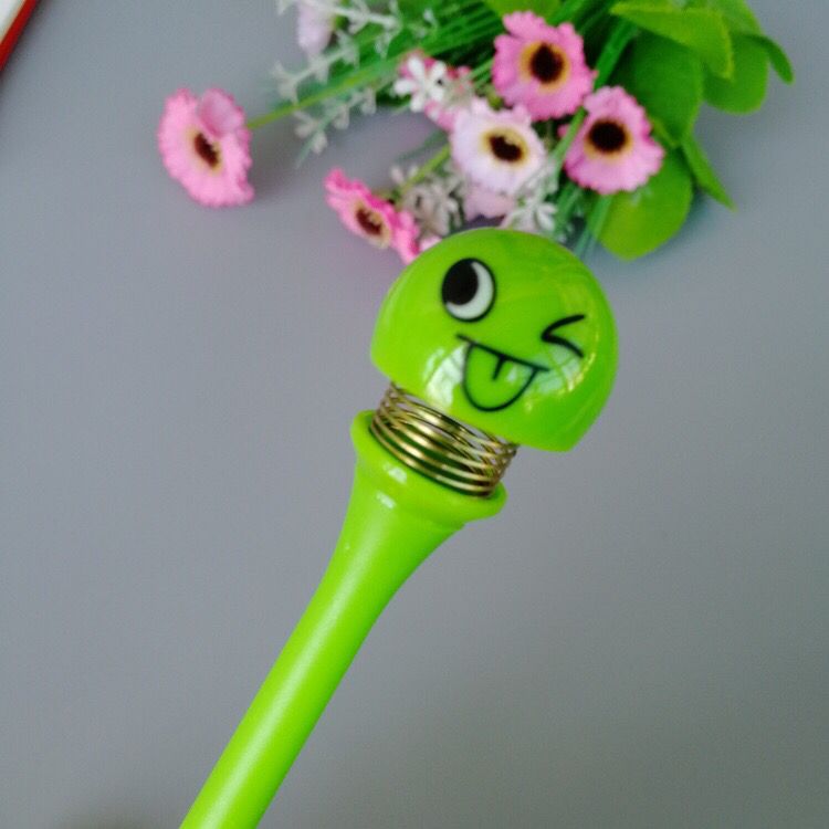 Creative Mood Decompression Spring Bobble Head Doll Gel Pen Customized Super Cute Q Cartoon Expression Pack Gift Advertising Marker