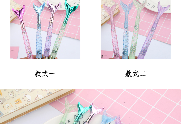 Japanese and Korean Creative New Fresh Girl Heart Student Writing Ball Pen Creative Gradient Fish Gel Pen Quicksand Pink