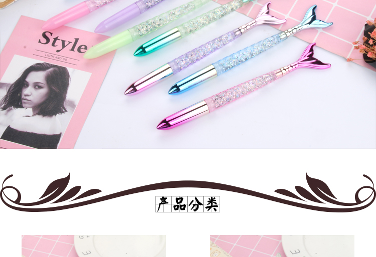 Japanese and Korean Creative New Fresh Girl Heart Student Writing Ball Pen Creative Gradient Fish Gel Pen Quicksand Pink