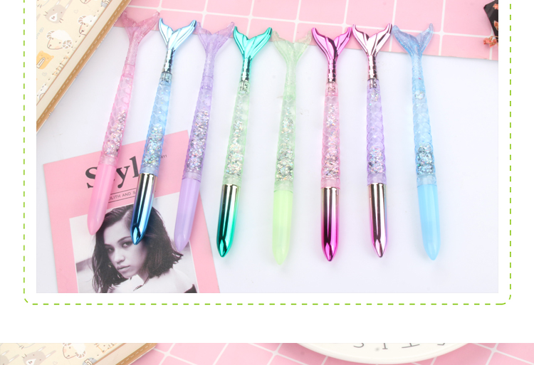 Japanese and Korean Creative New Fresh Girl Heart Student Writing Ball Pen Creative Gradient Fish Gel Pen Quicksand Pink