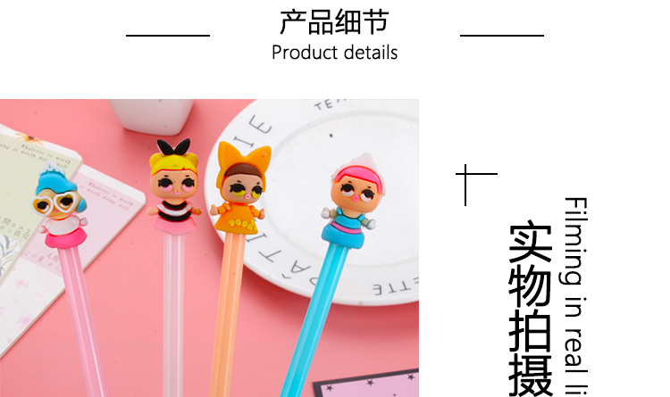 Factory Direct Sales New Cartoon Little Girl Black Gel Pen Student Studying Stationery Wholesale Customizable Logo Factory Direct Sales New Cartoon Little Girl Black Gel Pen Student Studying Stationery Wholesale Customizable Logo