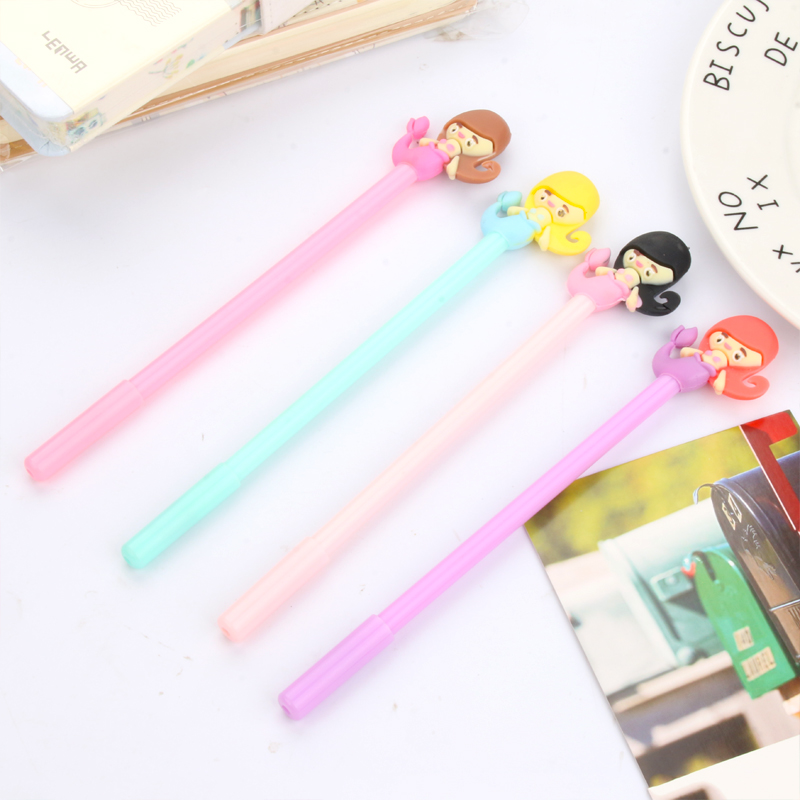 Creative New Cartoon Mermaid Gel Pen Cute Refreshing Black Gel Ink Pen Stationery Office Signature Pen
