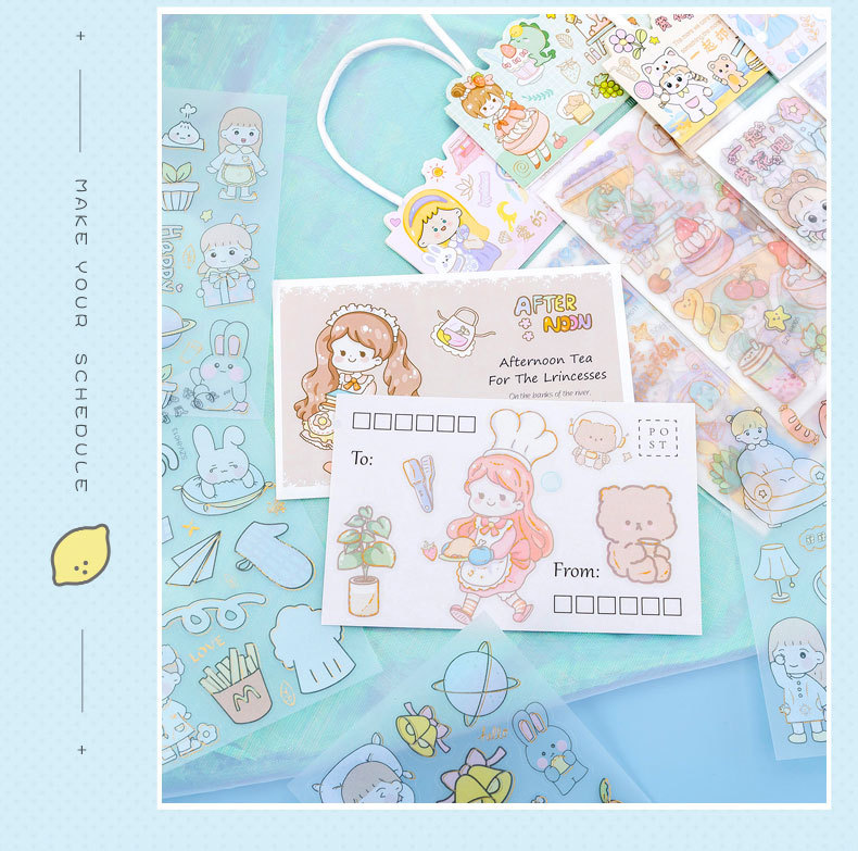 Cartoon Animation Girl Hand Account Stickers Portable Bag Bronzing Frosted Sticker Girl Gift Box Postcard Cup Stickers Cartoon Animation Girl Hand Account Stickers Portable Bag Bronzing Frosted Sticker Girl Gift Box Postcard Cup Stickers