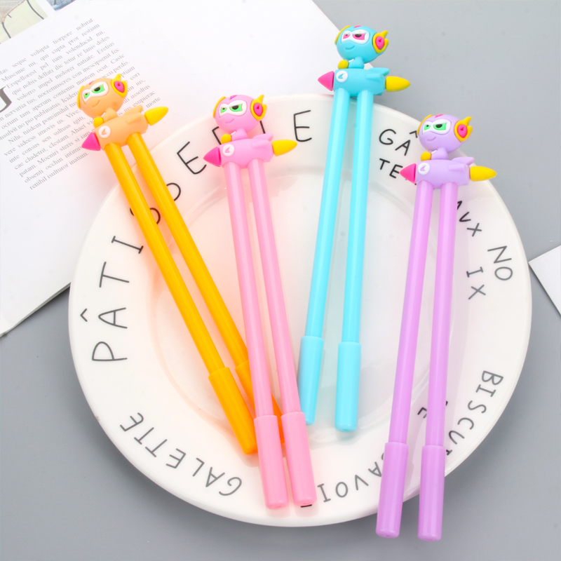Japanese and Korean Creative Cartoon Rocket Boy Penalty Pen Twin Pen Student Creativity Gel Pen Wholesale Penalty Pen Wholesale