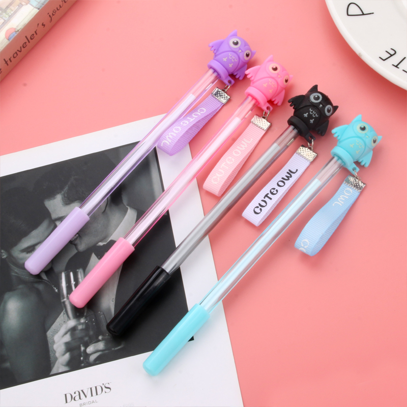 Creative New Japanese and Korean Owl Pendant Gel Pen Student Studying Stationery Wholesale Customizable Logo