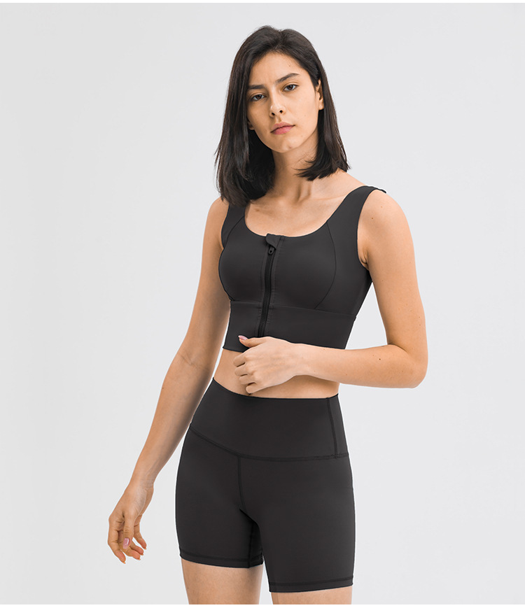 2021 Spring and Summer New Fashion All-Match Zipper Sports Underwear Women's Gather Shockproof Push up Accessory Breast Push up Sports Bra