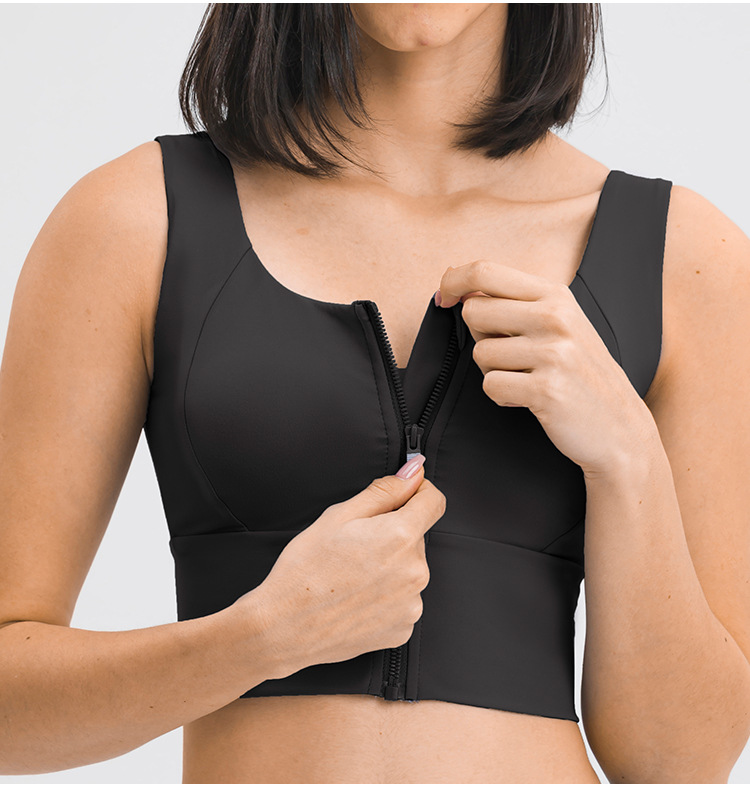 2021 Spring and Summer New Fashion All-Match Zipper Sports Underwear Women's Gather Shockproof Push up Accessory Breast Push up Sports Bra