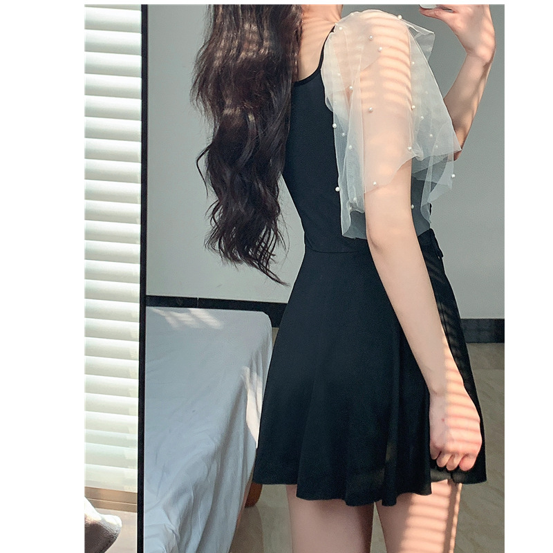 Swimsuit Female Skirt Style Siamese Conservative Thin Korean Ins Fairy Style Student Small Chest Push up Pure Desire Hot Spring Swimsuit