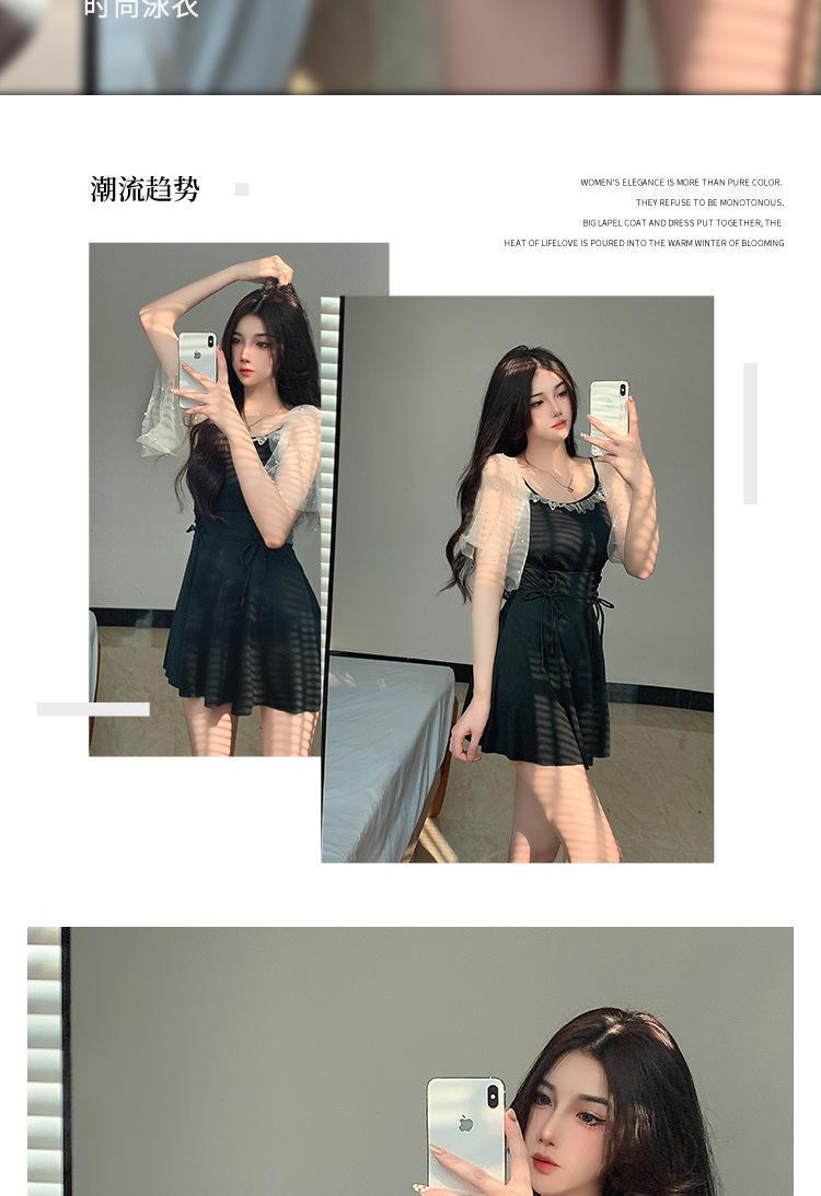 Swimsuit Female Skirt Style Siamese Conservative Thin Korean Ins Fairy Style Student Small Chest Push up Pure Desire Hot Spring Swimsuit